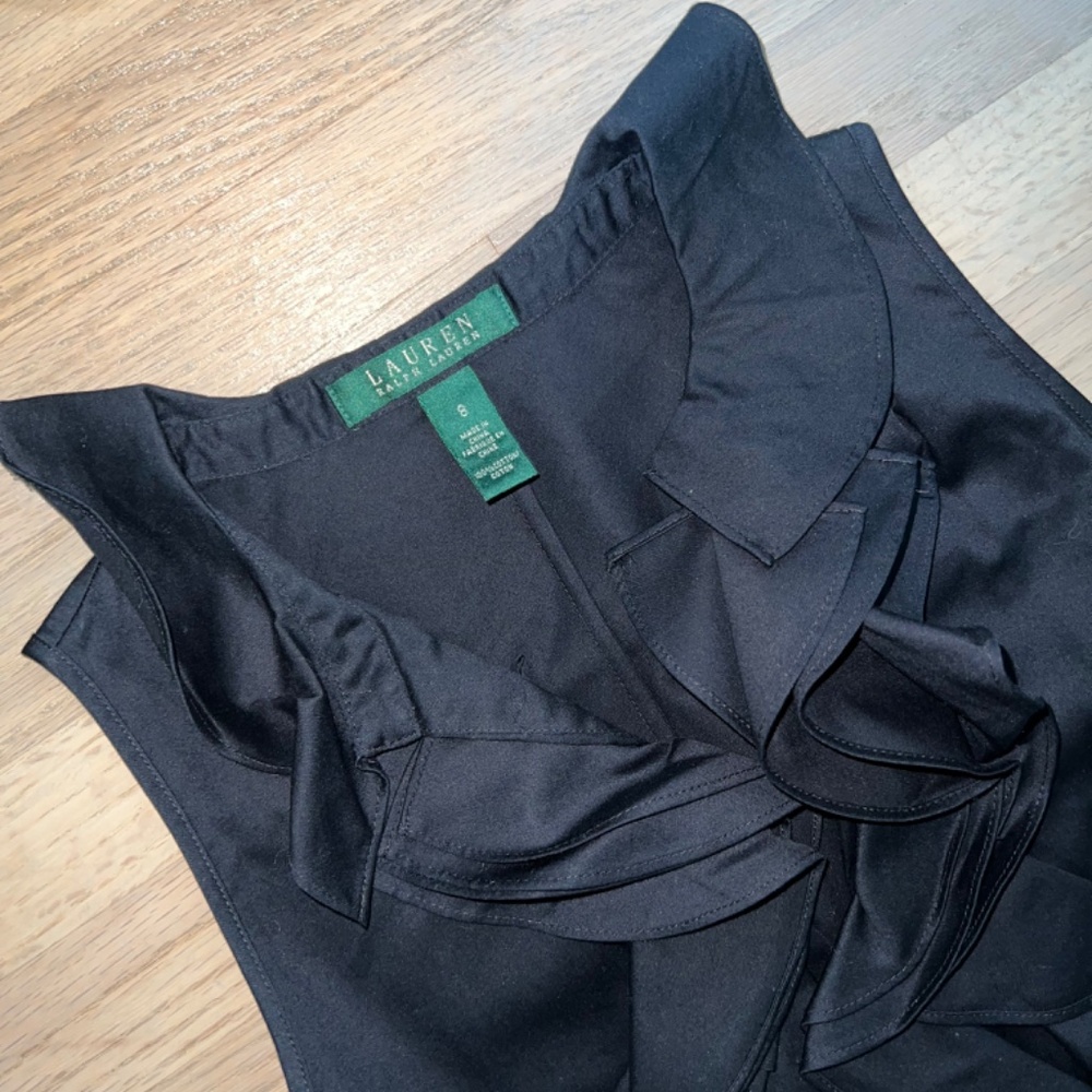 Lauren Ralph Lauren Black Ruffle Collar Dress size small